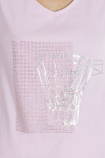 Elisa Cavaletti T-Shirt crostata rosa V-Neck EJP235001902 Sommer 2023