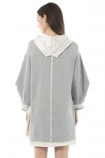 Elisa Cavaletti Tunika langes Sweatshirt kurzes Kleid grau mit Kapuze EJW232012701 Herbst Winter 2023 2024