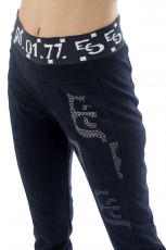 Elisa Cavaletti blaue Leggings Hose Oboe mit silber Print EJW236003701 Herbst Winter 2023 2024