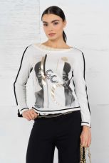 Elisa Cavaletti kurzes Print T-Shirt Langarm EJW245030706 Herbst Winter 2024 2025