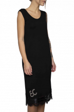 Elisa Cavaletti schwarzes T-Shirt Kleid mit Spitze 95 cm ELW202022623 Herbst Winter 2020 2021