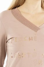 Elisa Cavaletti Langarm T-Shirt mit V-Ausschnitt beige ELW215034303 Herbst Winter 2021 / 2022
