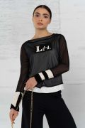 Elisa Cavaletti Langarm T-Shirt schwarz transparent Lagenlook EJW245030714 Herbst Winter 2024 2025